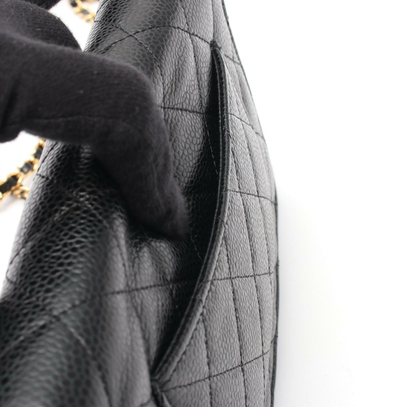 香奈兒 (CHANEL) 絎縫鏈條肩背斜背包 AP0250 黑色皮革 GHW 二手 CC-5