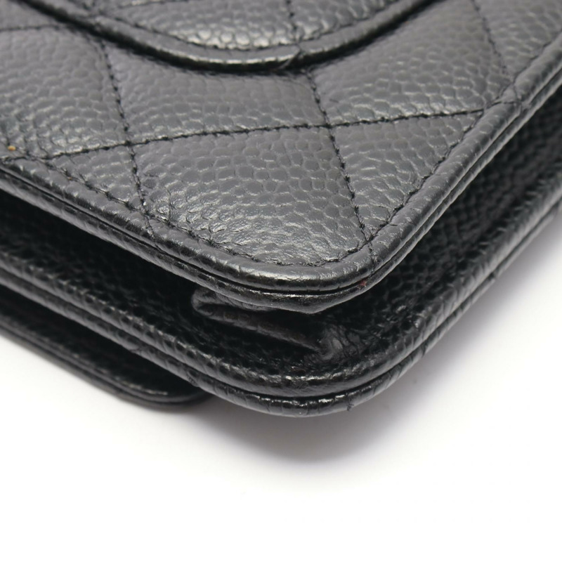 香奈兒 (CHANEL) 絎縫鏈條肩背斜背包 AP0250 黑色皮革 GHW 二手 CC-7