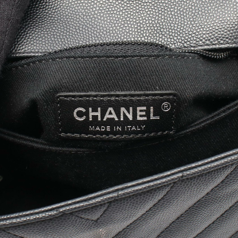 香奈兒 Coco Handle 翻蓋絎縫鏈條肩背包 A92990 皮革灰色 SHW-3