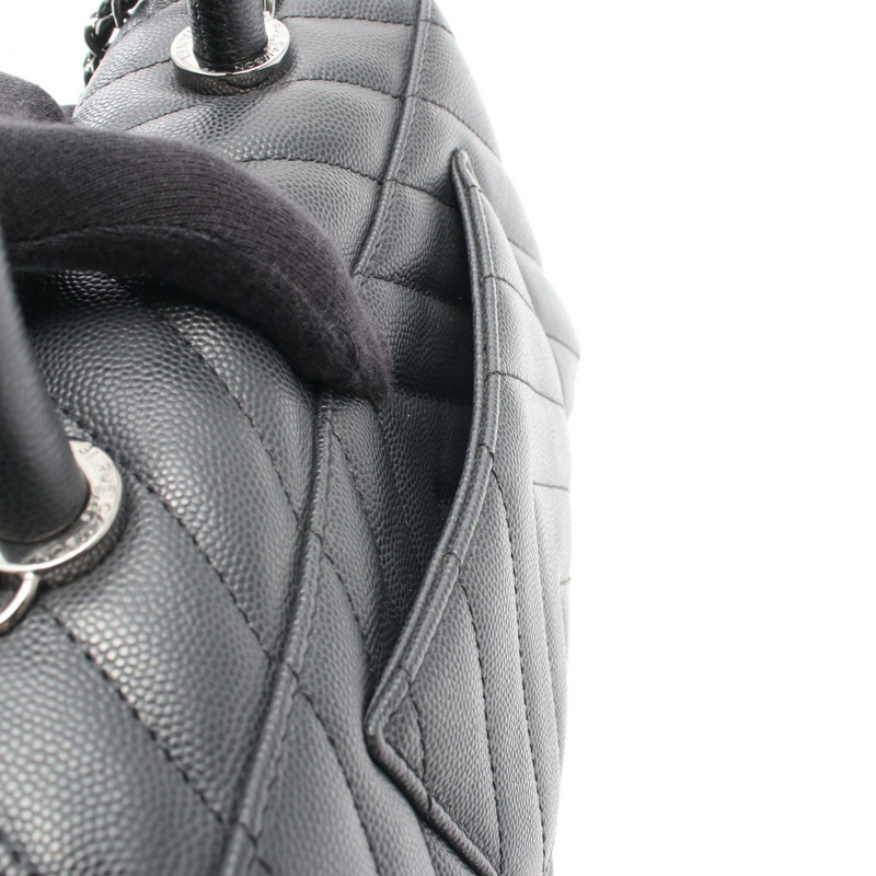 香奈兒 Coco Handle 翻蓋絎縫鏈條肩背包 A92990 皮革灰色 SHW-5