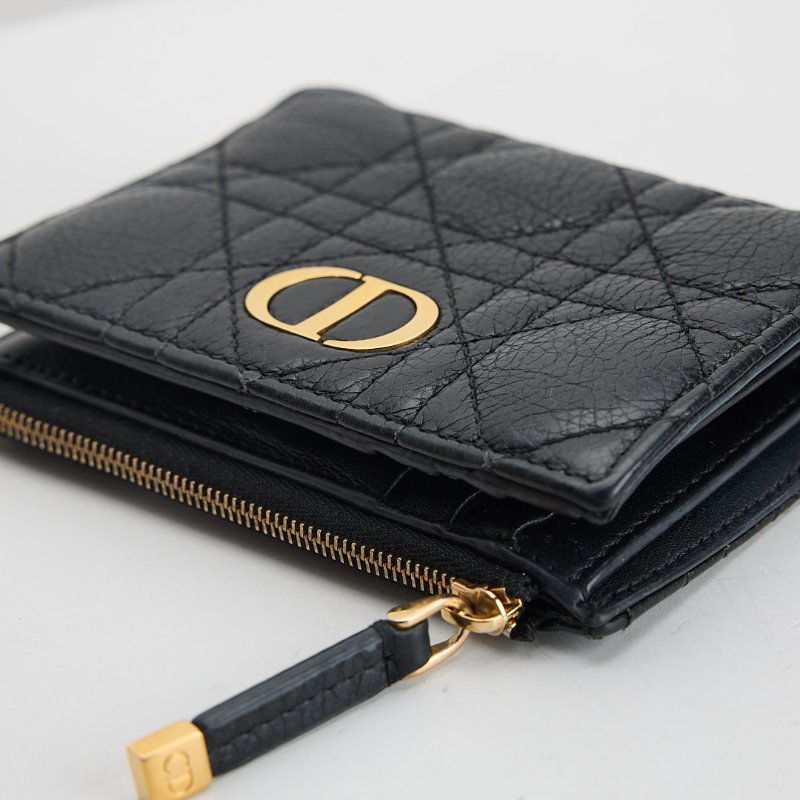 二手DIOR Caro Dahlia對開短夾/黑色-5