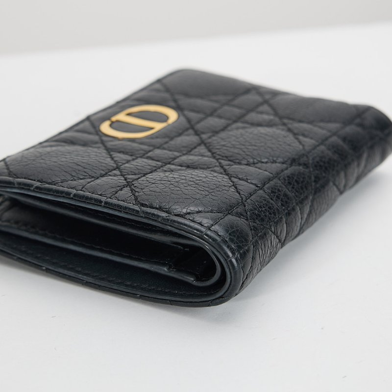 二手DIOR Caro Dahlia對開短夾/黑色-6