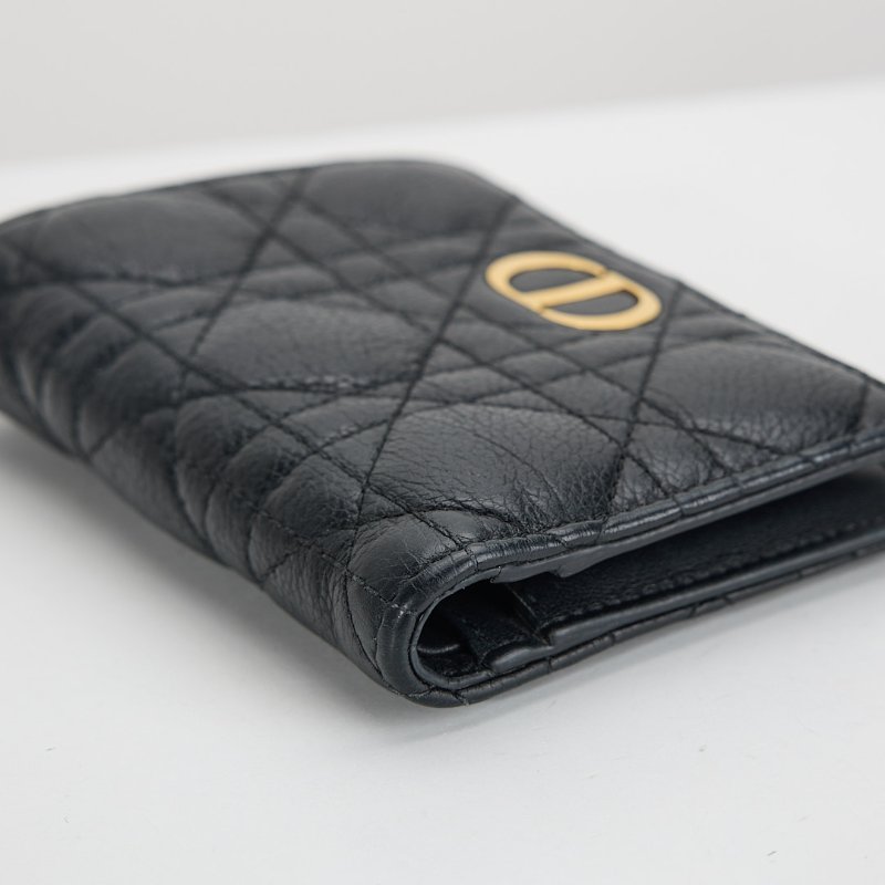 二手DIOR Caro Dahlia對開短夾/黑色-7