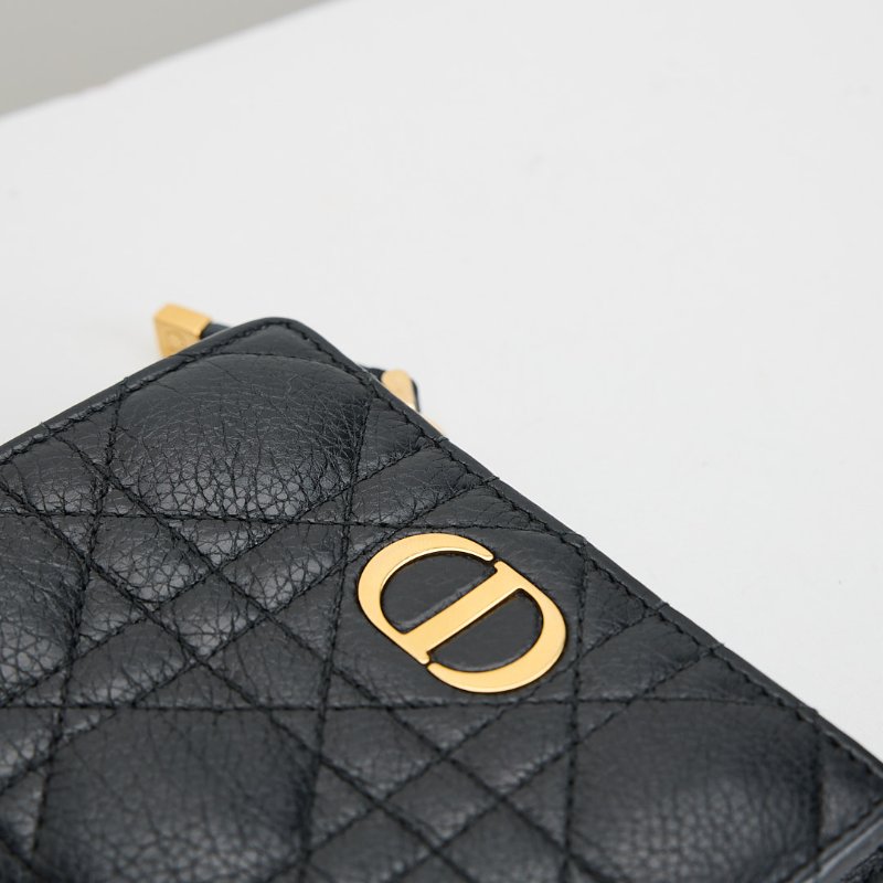 二手DIOR Caro Dahlia對開短夾/黑色-8