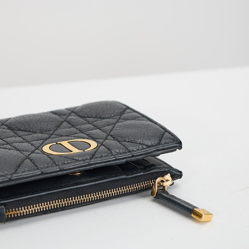 二手DIOR Caro Dahlia對開短夾/黑色-10