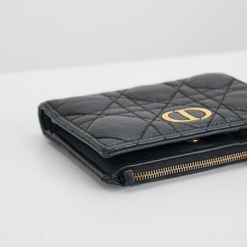 二手DIOR Caro Dahlia對開短夾/黑色-11