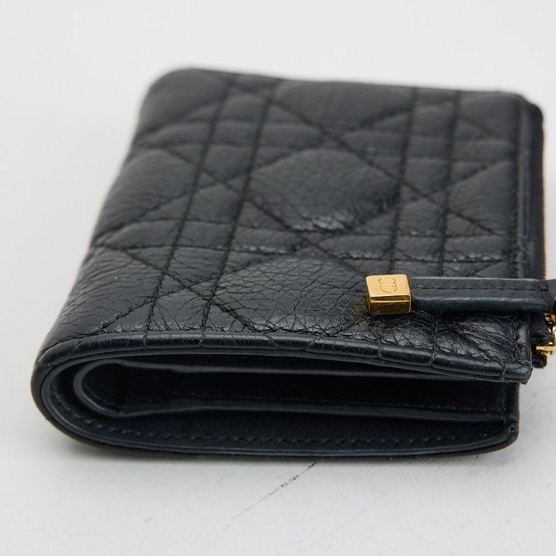 二手DIOR Caro Dahlia對開短夾/黑色-12