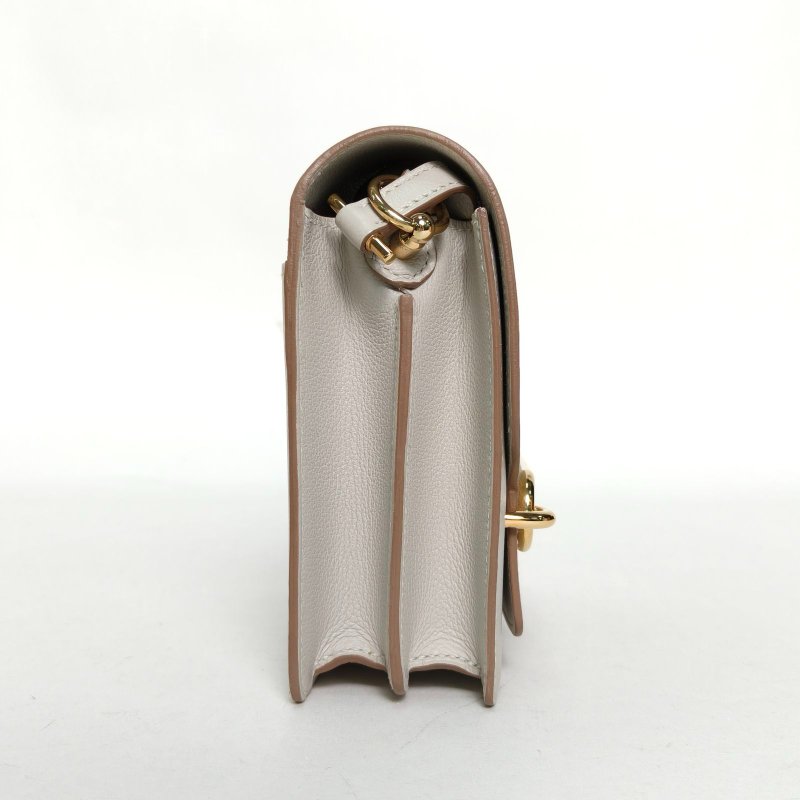 HERMES Roulis豬鼻子1980珍珠灰EC皮Y刻金扣肩背包-3