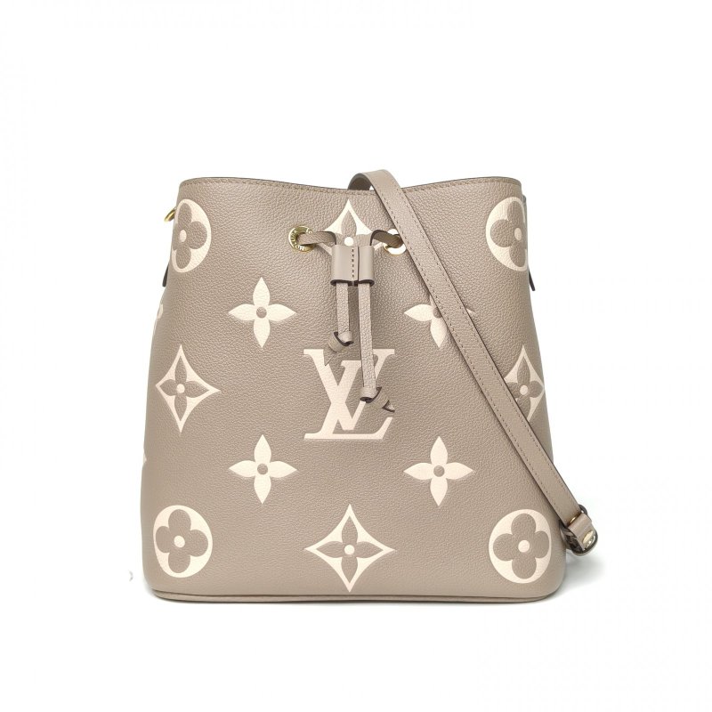 LOUIS VUITTON NÉONOÉ水桶包中號26大象灰牛皮金扣晶片老花壓紋肩背包-0