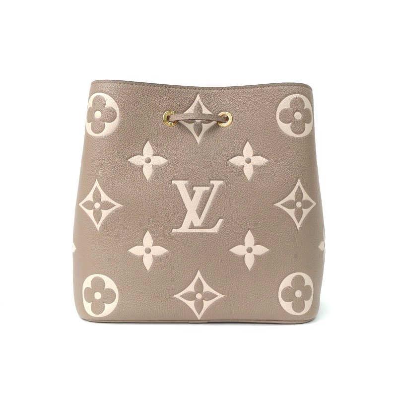 LOUIS VUITTON NÉONOÉ水桶包中號26大象灰牛皮金扣晶片老花壓紋肩背包-2