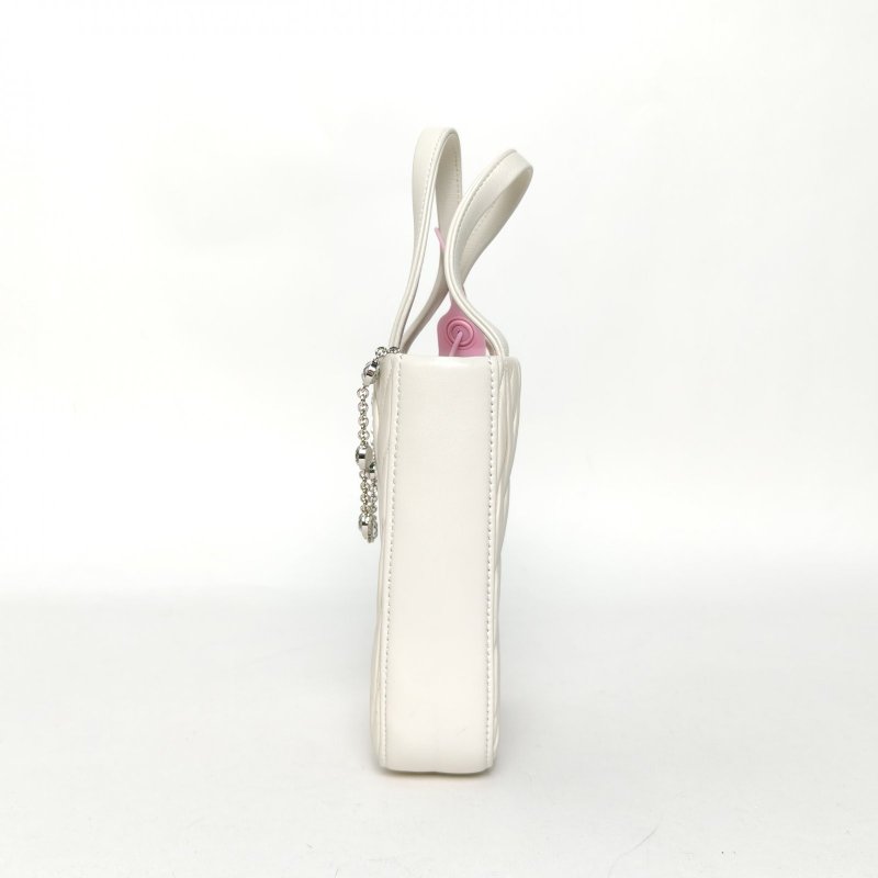 MIU MIU 白色羊皮銀扣matelasse褶皺寶石肩帶托特包肩背包-1