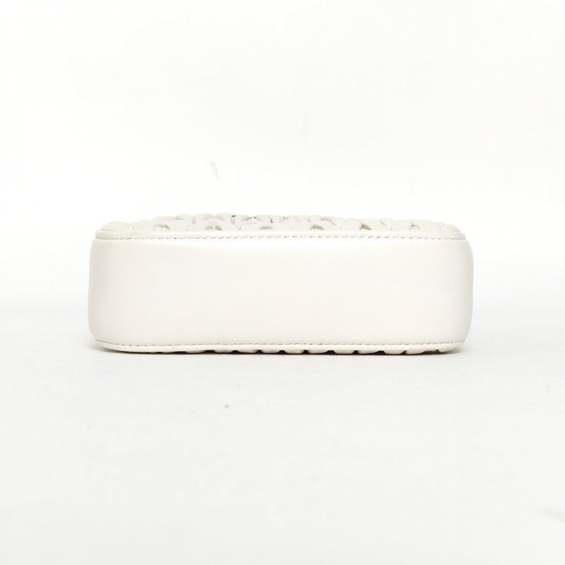 MIU MIU 白色羊皮銀扣matelasse褶皺寶石肩帶托特包肩背包-4