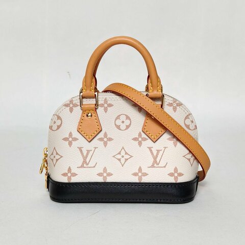 LOUIS VUITTON ALMA貝殼包NANO18米色PVC晶片老花肩背包