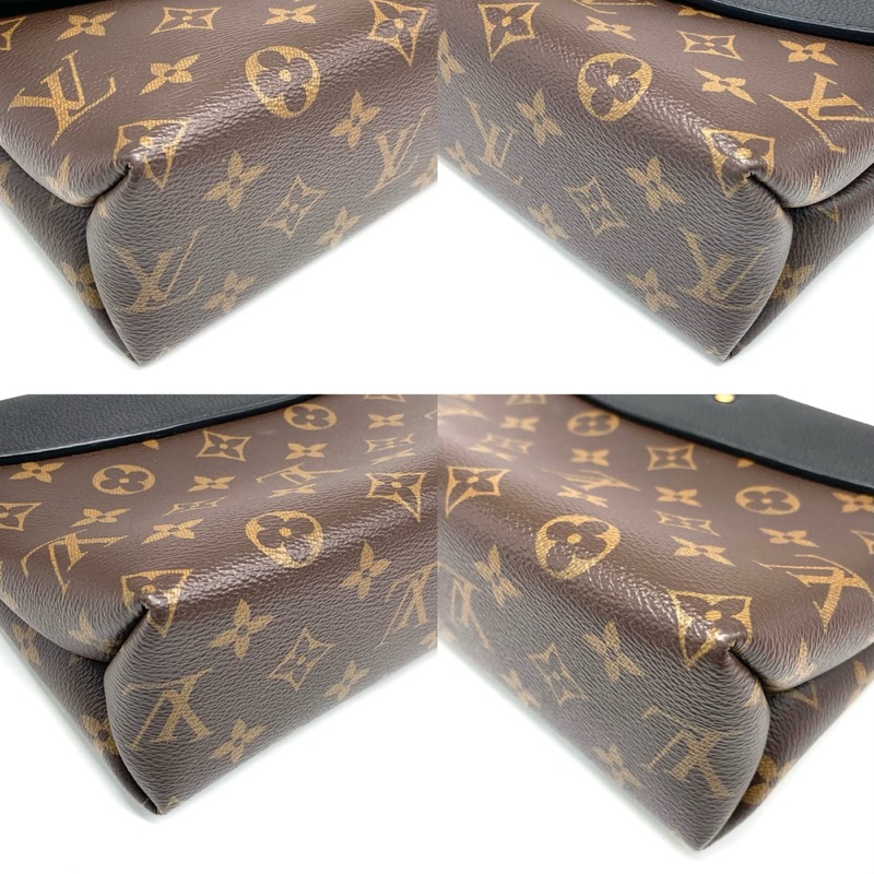 LV路易威登SAINT PLACIDE老花拼黑色牛皮金扣鏈條包單肩斜挎包芯片款-2