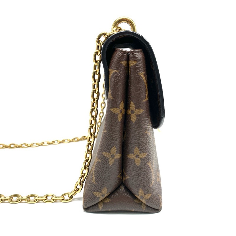 LV路易威登SAINT PLACIDE老花拼黑色牛皮金扣鏈條包單肩斜挎包芯片款-7