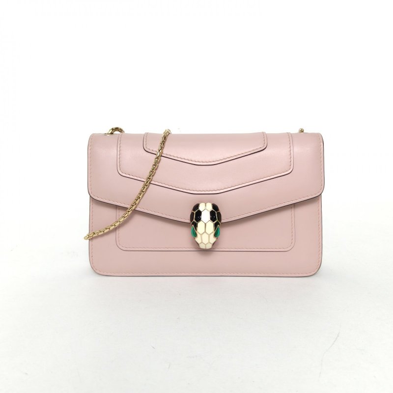 BVLGARI SerpentiForever蛇頭包woc22粉色牛皮肩背包-0