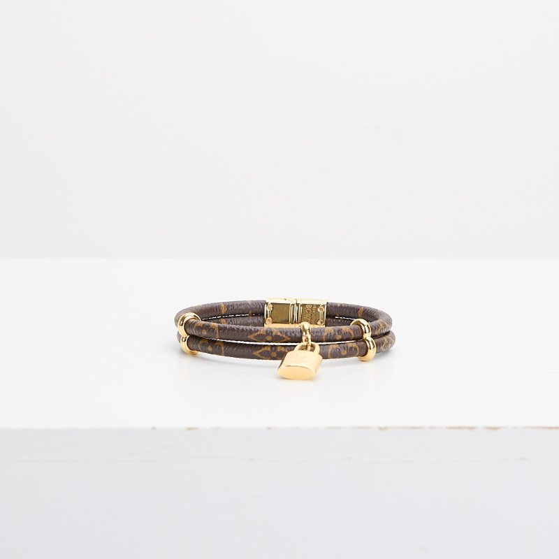 二手Lv Keep It Twice 雙圈老花鎖頭手環-0