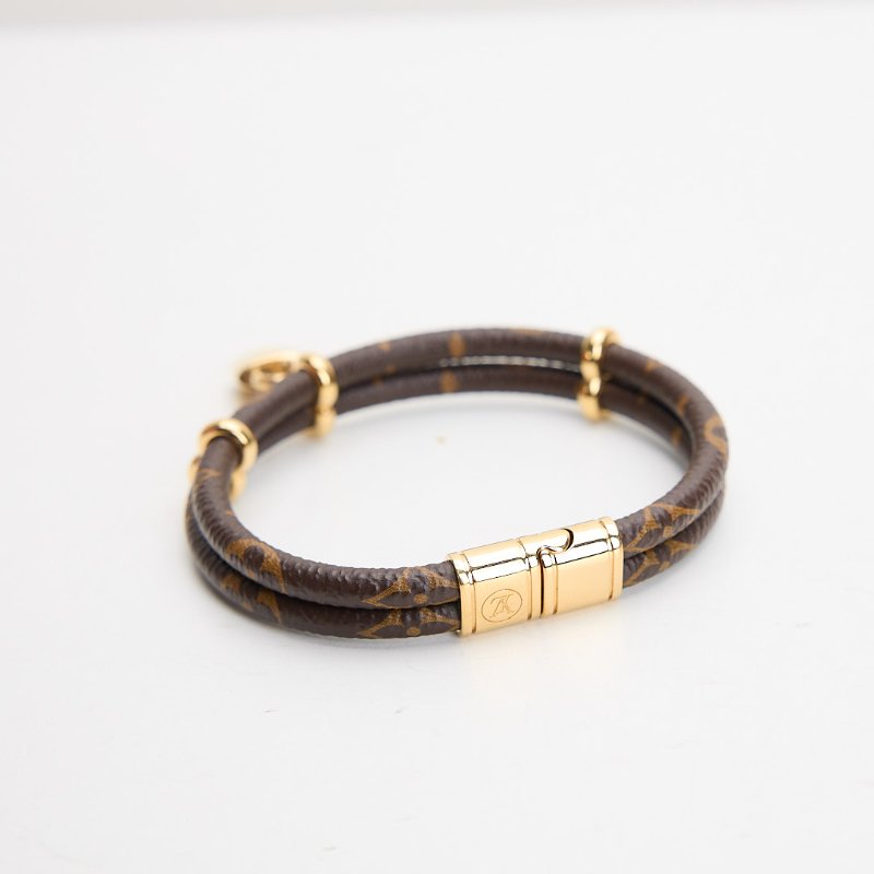 二手Lv Keep It Twice 雙圈老花鎖頭手環-4