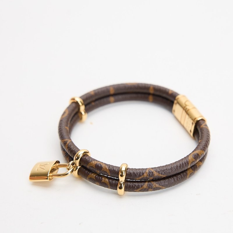 二手Lv Keep It Twice 雙圈老花鎖頭手環-5