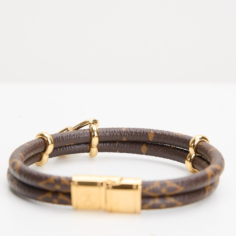 二手Lv Keep It Twice 雙圈老花鎖頭手環-7