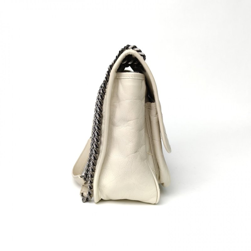 SAINT LAURENT Niki中號28白色牛皮白扣肩背包-3