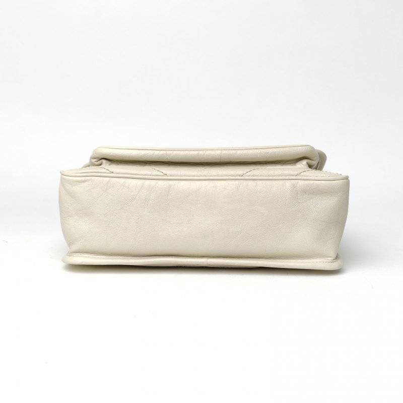 SAINT LAURENT Niki中號28白色牛皮白扣肩背包-4