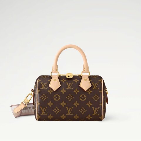 【LOUIS VUITTON LV 路易威登】奶茶色背帶 SPEEDY 20(下單前須先私訊)