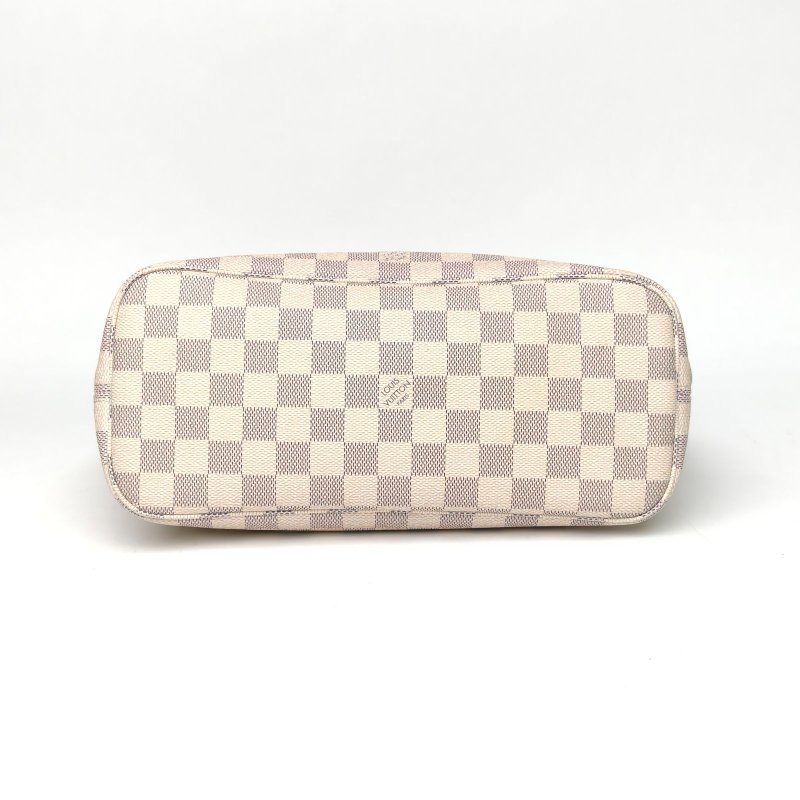 LOUIS VUITTON Neverfull小號29配子袋白棋格PVC金扣2014肩背包-4