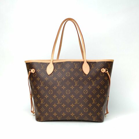 LOUIS VUITTON Neverfull中號31配子袋老花PVC金扣晶片肩背包