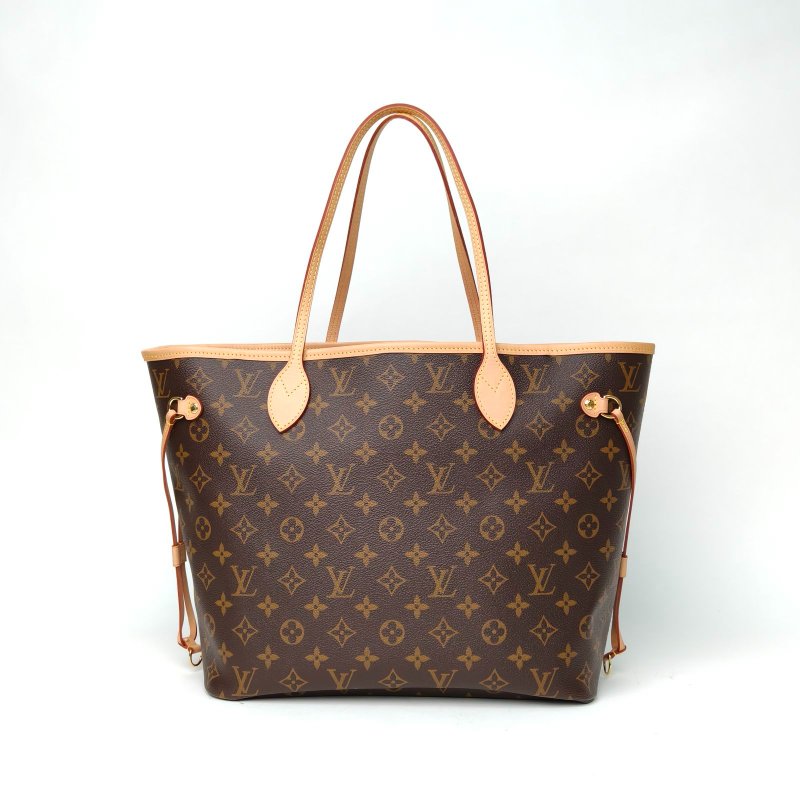 LOUIS VUITTON Neverfull中號31配子袋老花PVC金扣晶片肩背包-0