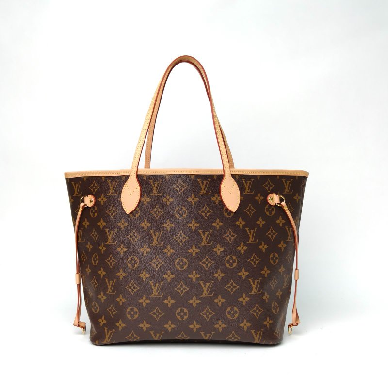 LOUIS VUITTON Neverfull中號31配子袋老花PVC金扣晶片肩背包-2