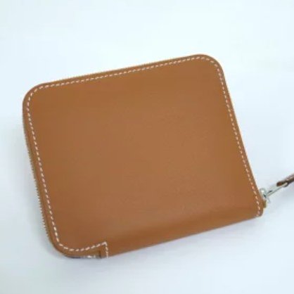 HERMES 自由之城絲巾短夾 金棕色 B刻印-7