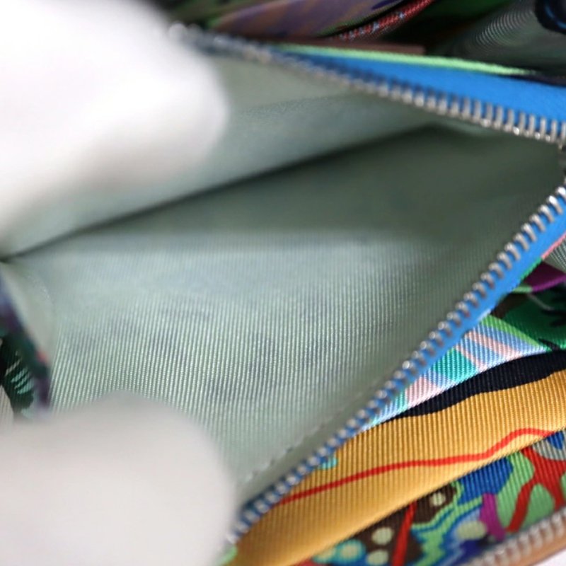 HERMES 自由之城絲巾短夾 金棕色 B刻印-10