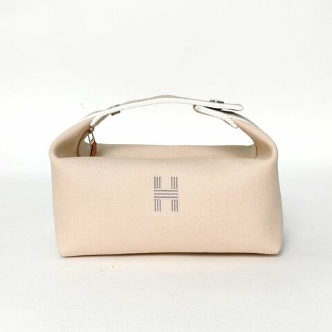 HERMES Bride-a-Brac飯盒包小號2114米色棉/帆布銀扣肩背包