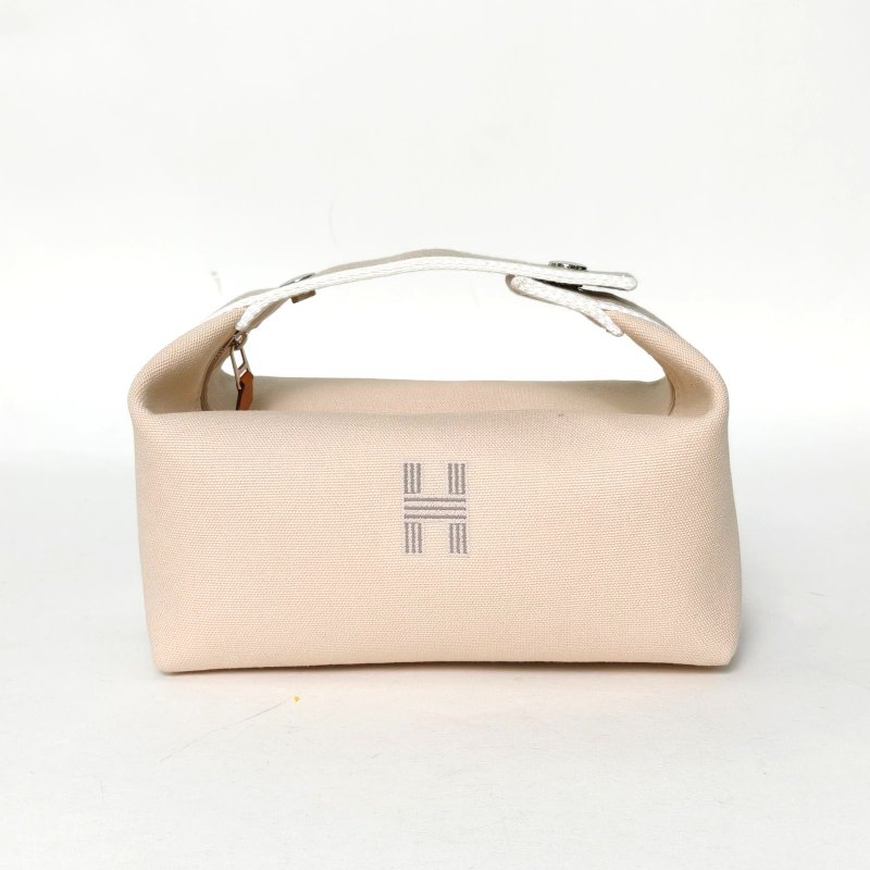 HERMES Bride-a-Brac飯盒包小號2114米色棉/帆布銀扣肩背包-0