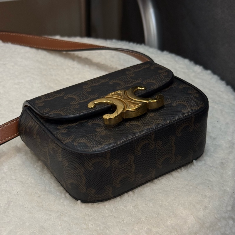 (國外購證全配)Celine 凱旋門老花小廢包-5