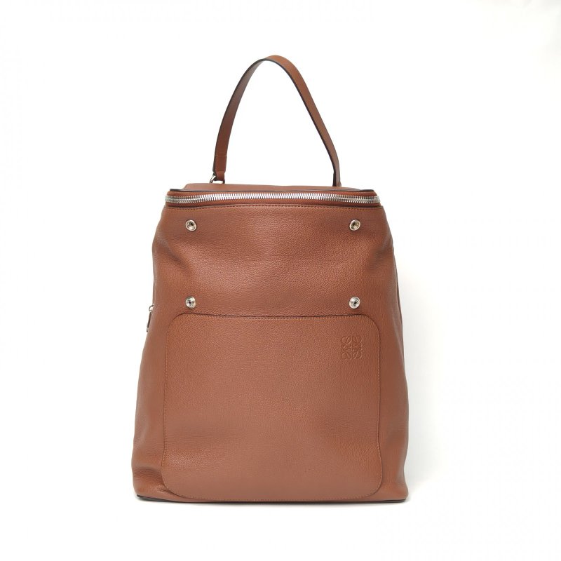 LOEWE 棕色牛皮GoyaBackpack雙肩包肩背包-0