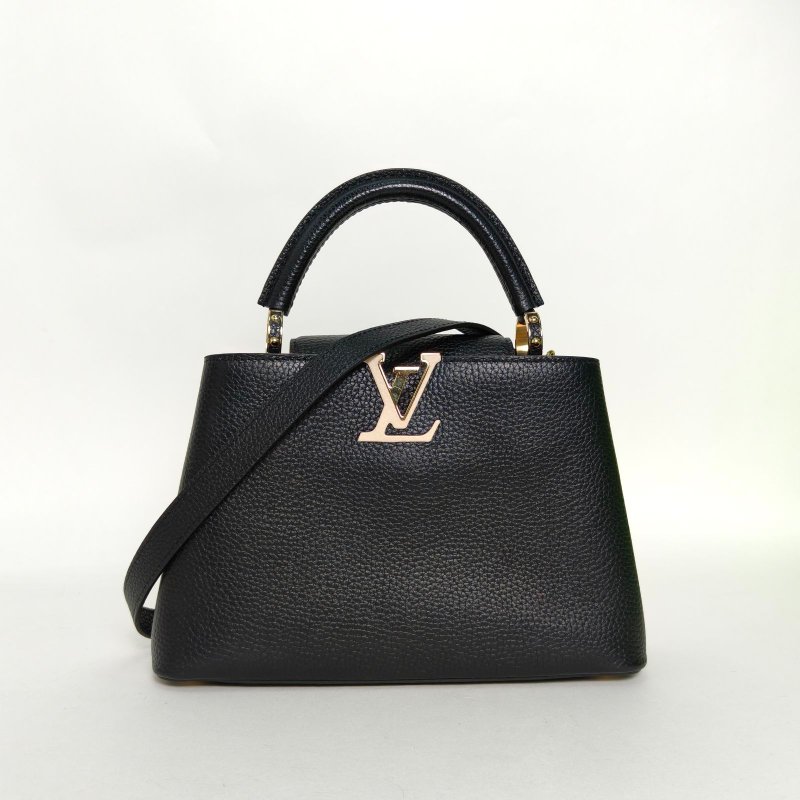 LOUIS VUITTON CapucinesBB27黑色牛皮金扣晶片肩背包-0