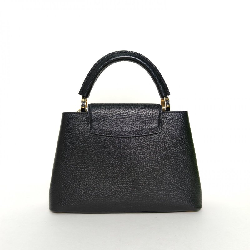 LOUIS VUITTON CapucinesBB27黑色牛皮金扣晶片肩背包-2