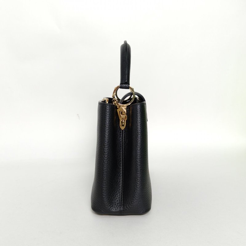 LOUIS VUITTON CapucinesBB27黑色牛皮金扣晶片肩背包-3