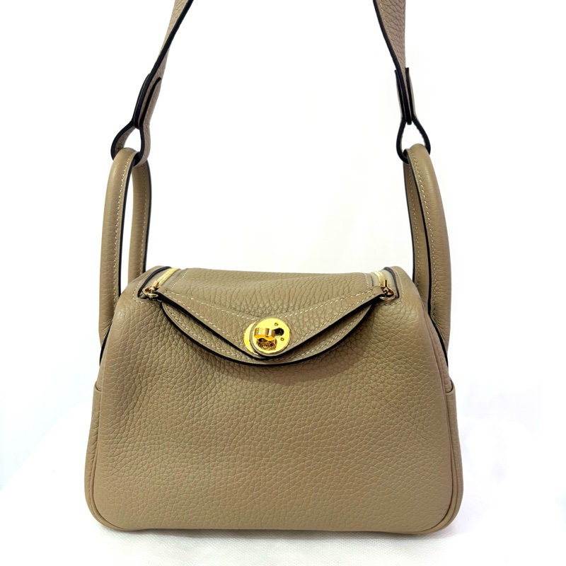 HERMES風衣灰金釦TC皮Mini Lindy-0