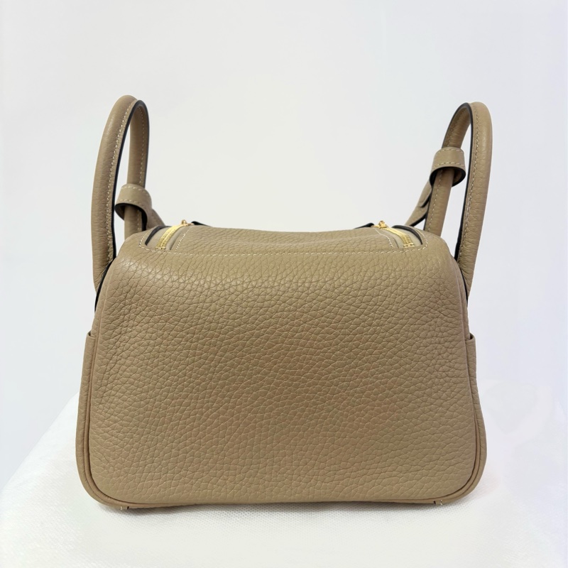 HERMES風衣灰金釦TC皮Mini Lindy-1