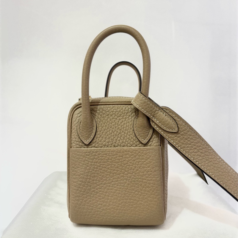 HERMES風衣灰金釦TC皮Mini Lindy-3