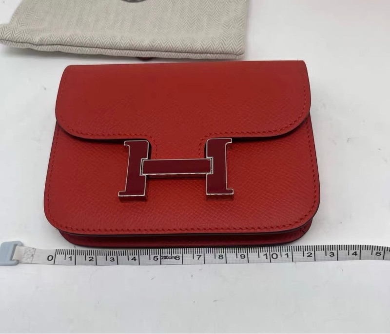 Hermès Constance 短夾 珐瑯銀扣 國旗紅 Z刻-1