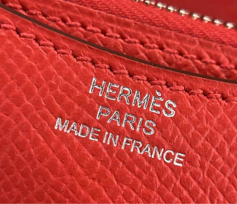 Hermès Constance 短夾 珐瑯銀扣 國旗紅 Z刻-4