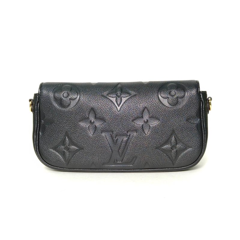 LOUIS VUITTON IVY鏈條腋下包黑色牛皮金扣晶片肩背包-2