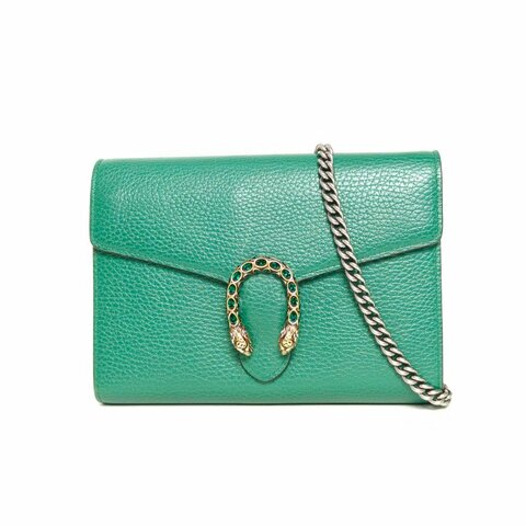 GUCCI Dionysus酒神Woc鑽扣綠色牛皮鑽扣肩背包