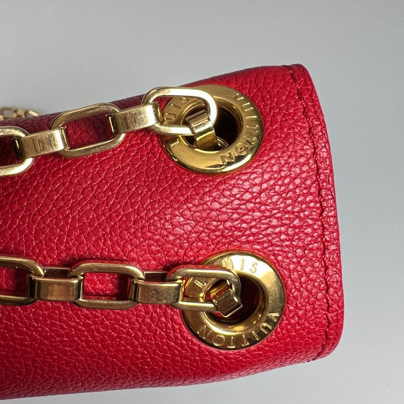 LV M41201 紅皮革拚老花信封包-11