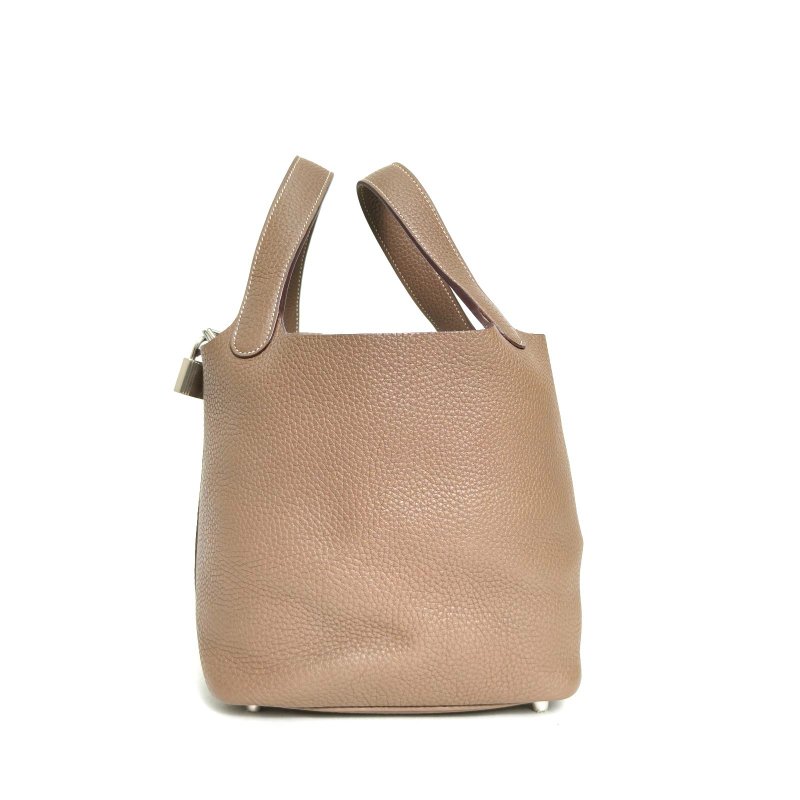 HERMES Picotin18菜籃子18大象灰TC皮D刻銀扣肩背包-1