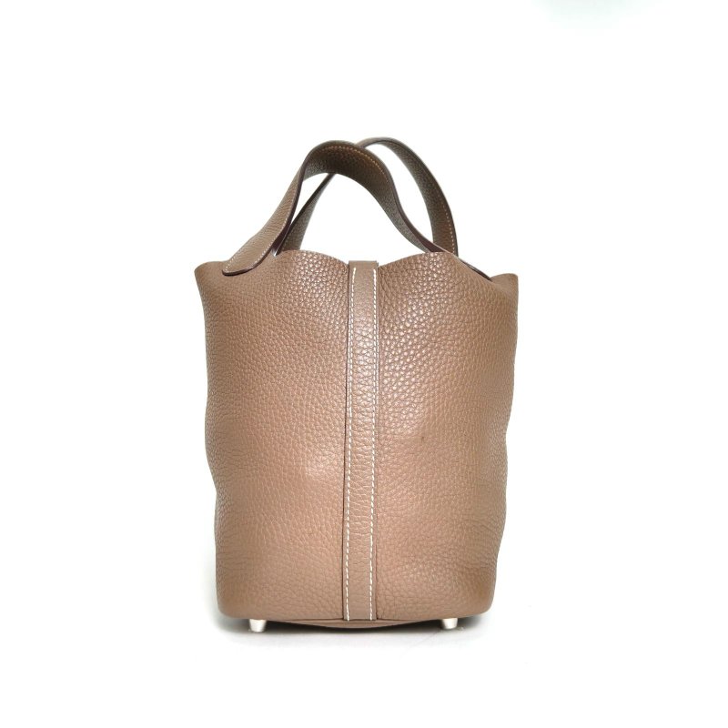 HERMES Picotin18菜籃子18大象灰TC皮D刻銀扣肩背包-2